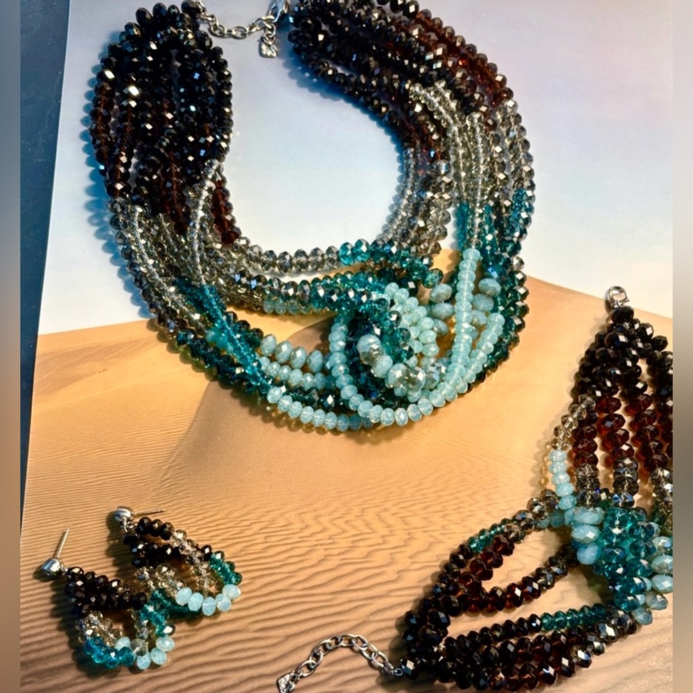 Authentic Swarovski Dune Multicolor Beaded Neckla… - image 1